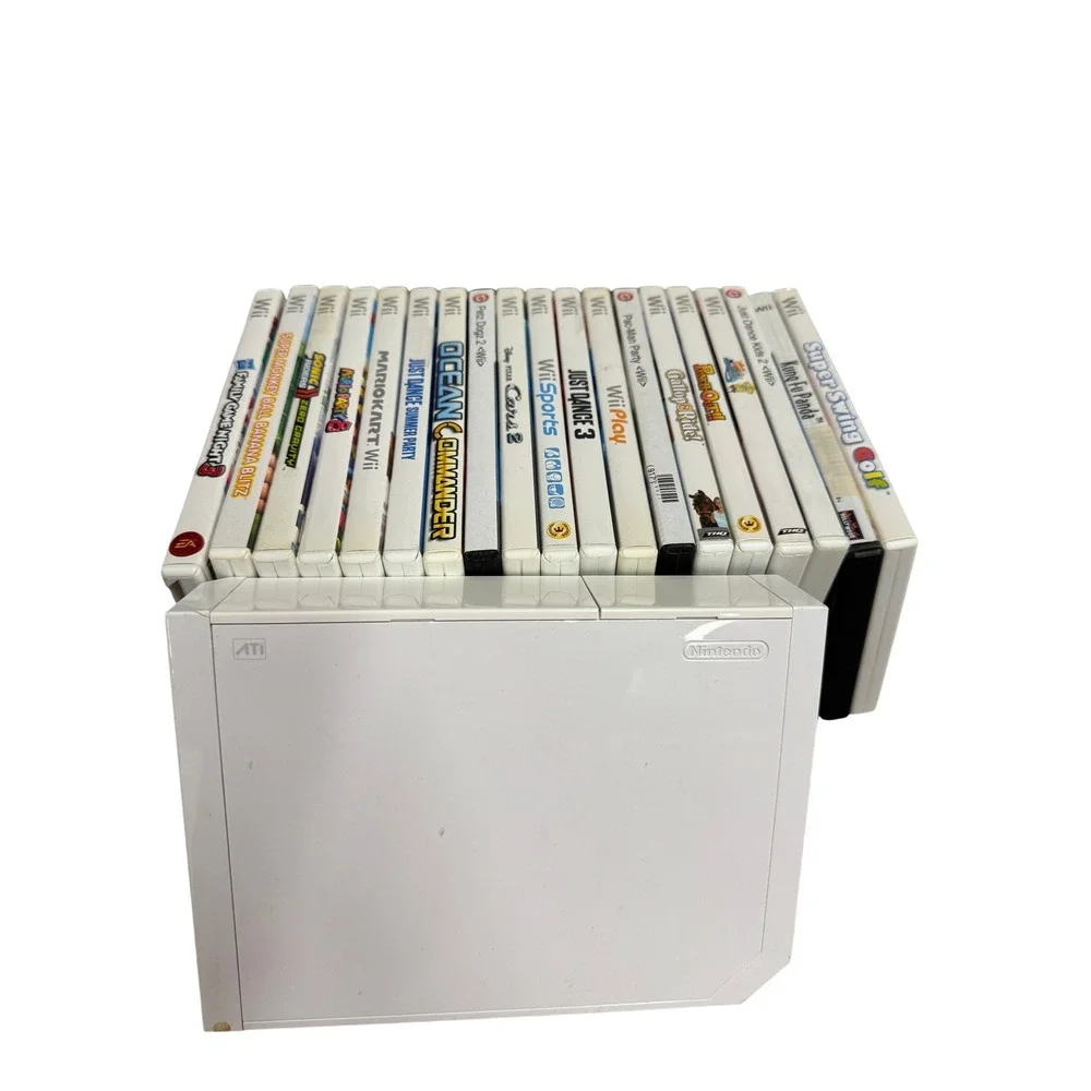 Nintendo Wii Console RVL-001 White Bundle with 19 Games Mario Kart Wii Sports